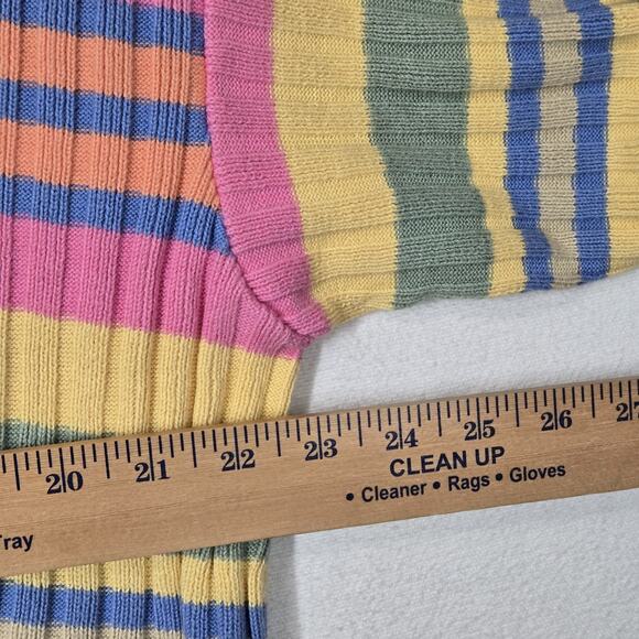 VTG Country Shop Cardigan Sweater Sz S* Multi Rainbow Striped Cotton Union Made - Picture 11 of 15